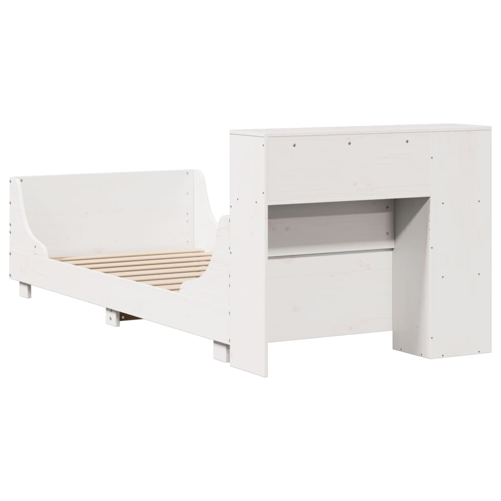 Cadre de lit sans matelas blanc 100x200 cm bois de pin massif - XIOS