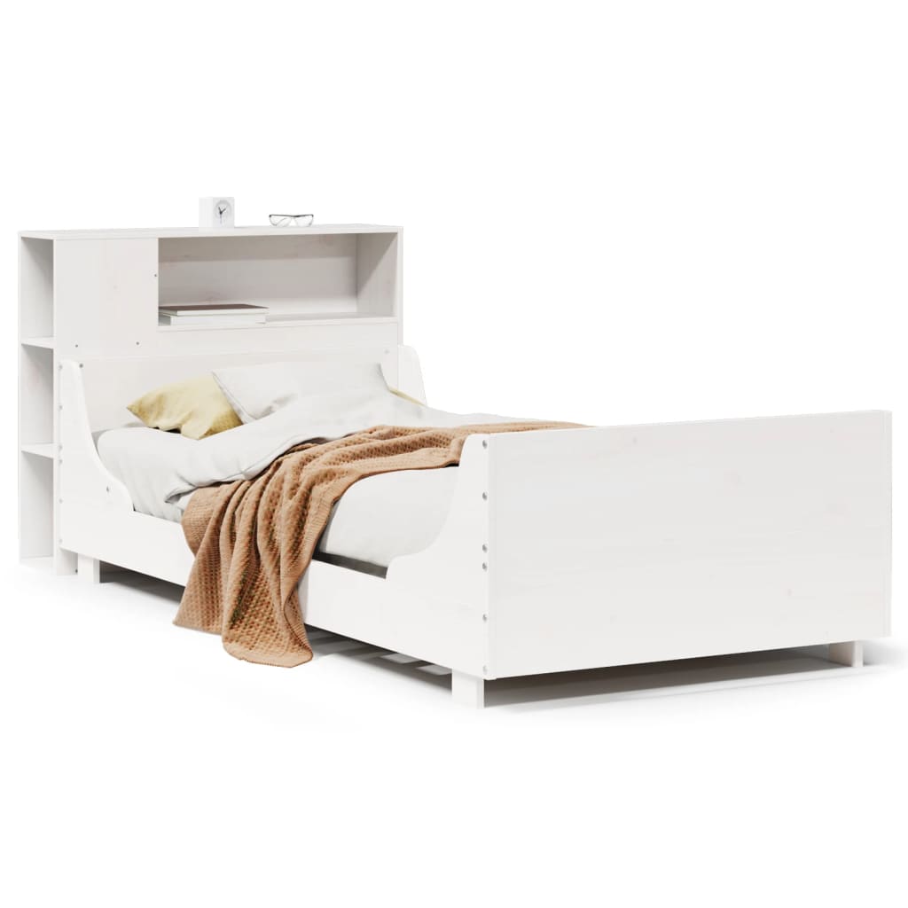 Cadre de lit sans matelas blanc 75x190 cm bois de pin massif - XIOS