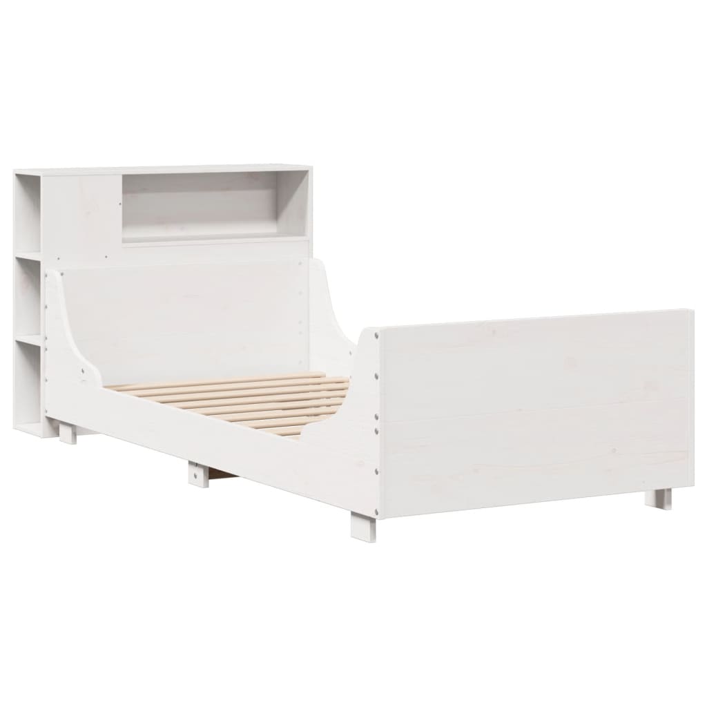 Cadre de lit sans matelas blanc 75x190 cm bois de pin massif - XIOS