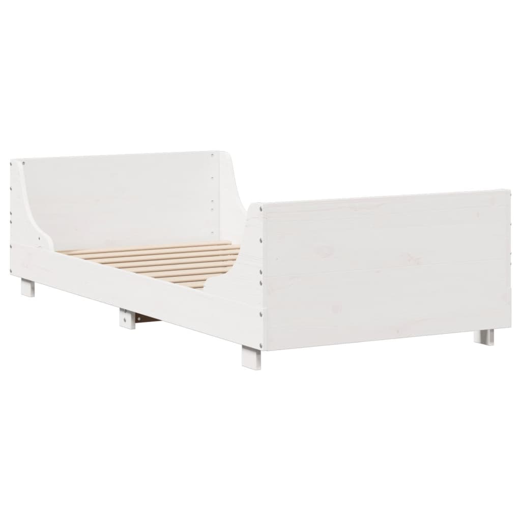 Cadre de lit sans matelas blanc 75x190 cm bois de pin massif - XIOS