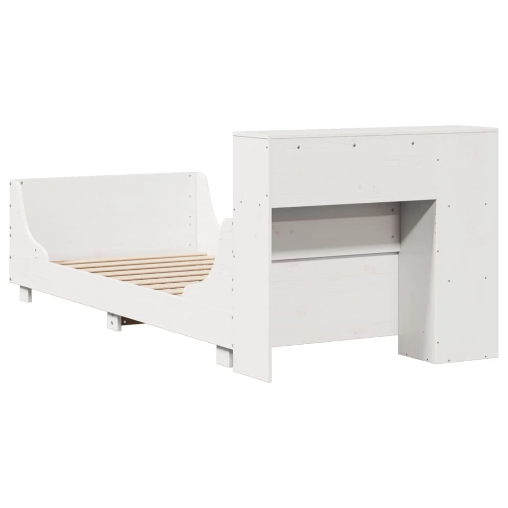 Cadre de lit sans matelas blanc 75x190 cm bois de pin massif - XIOS