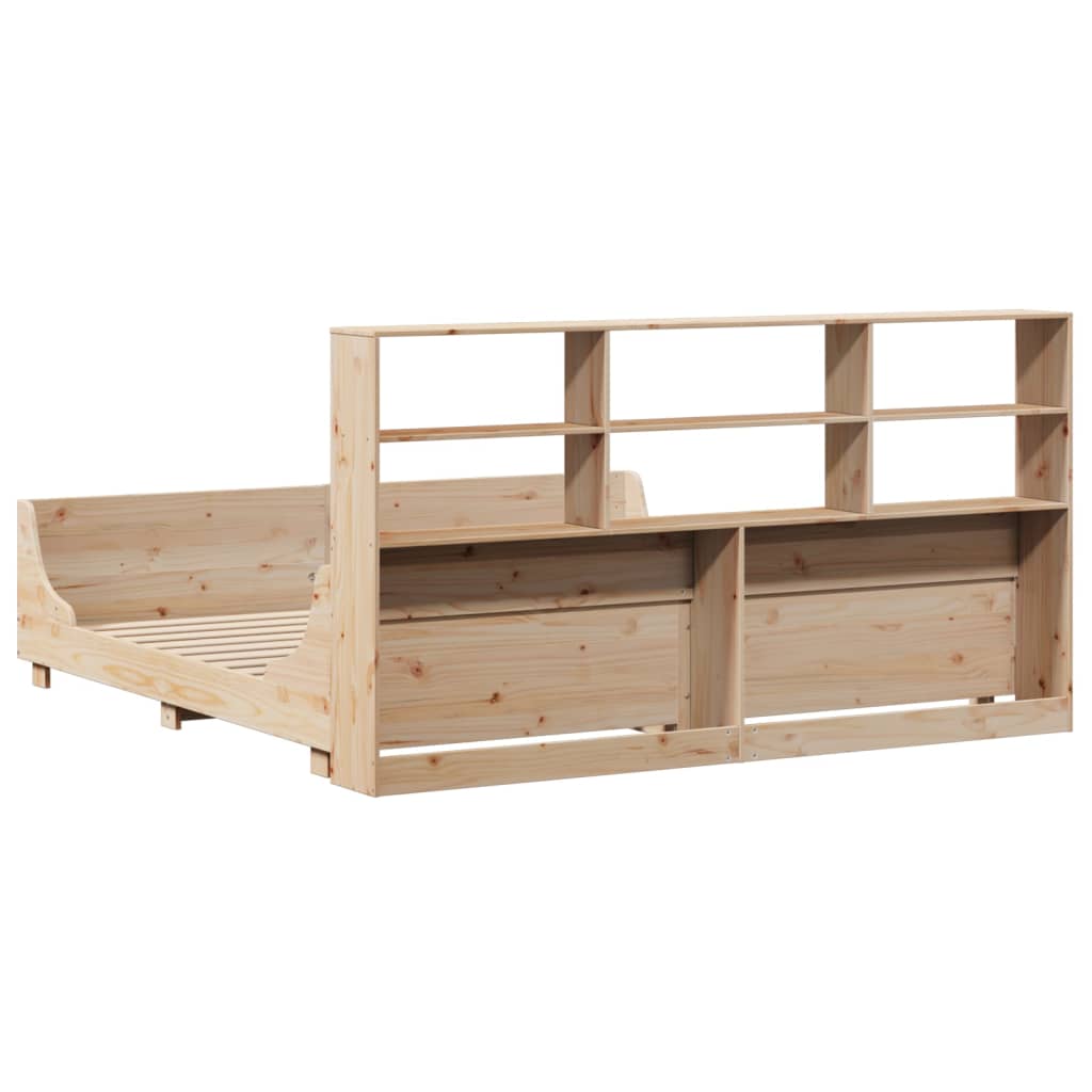 Lit bibliothèque sans matelas 180x200 cm bois massif - XIOS