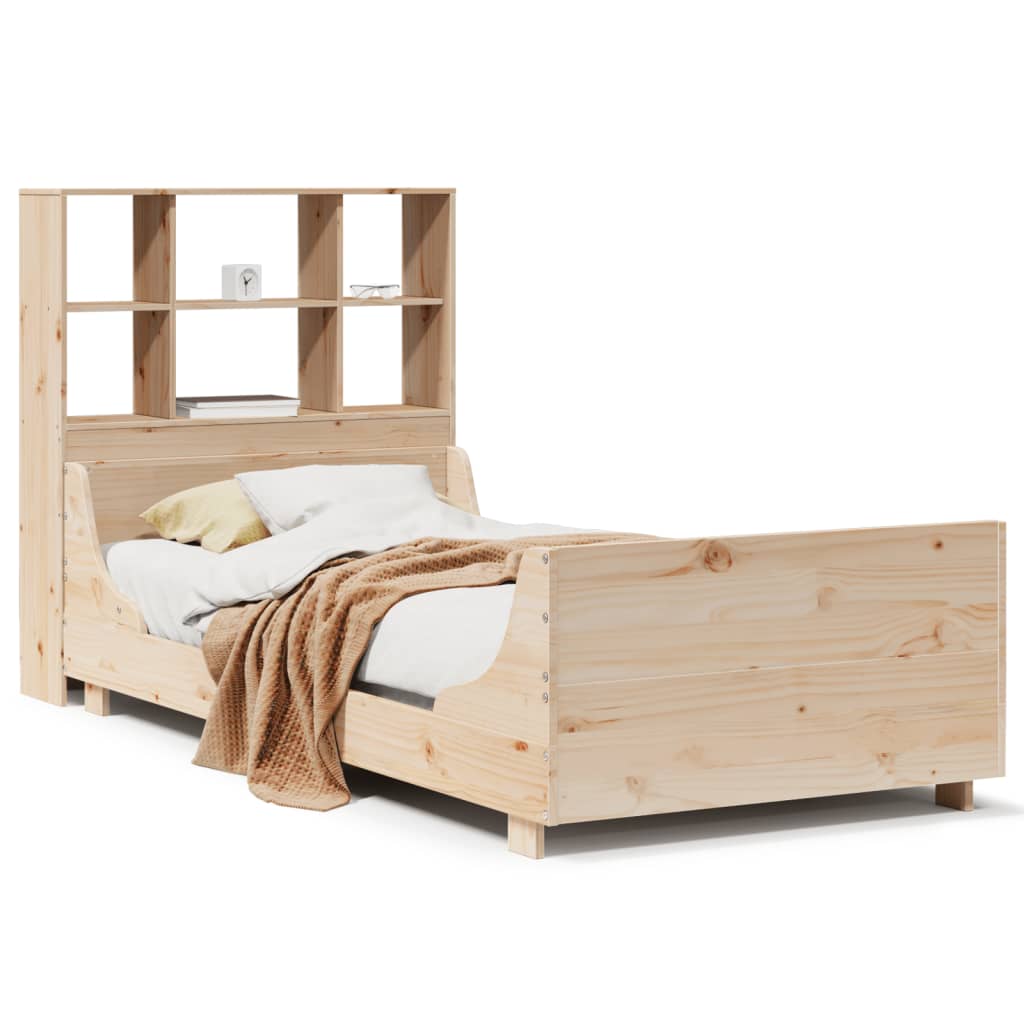 Lit bibliothèque sans matelas 90x200 cm bois massif - XIOS