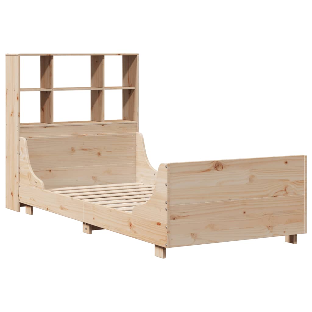 Lit bibliothèque sans matelas 90x200 cm bois massif - XIOS