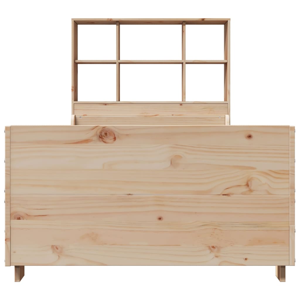 Lit bibliothèque sans matelas 90x200 cm bois massif - XIOS
