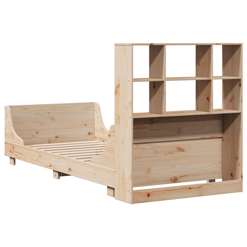 Lit bibliothèque sans matelas 90x200 cm bois massif - XIOS