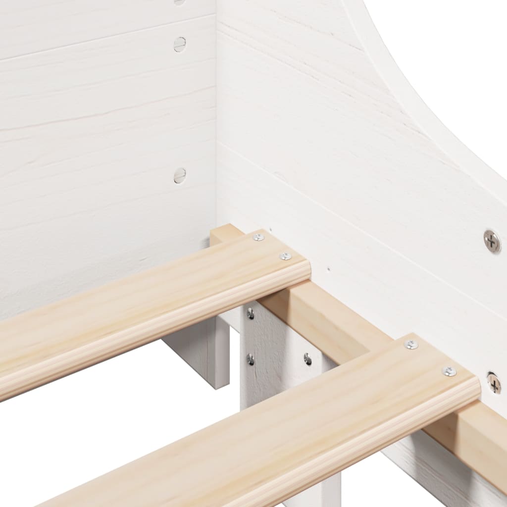 Lit bibliothèque sans matelas blanc 90x200 cm bois massif - XIOS