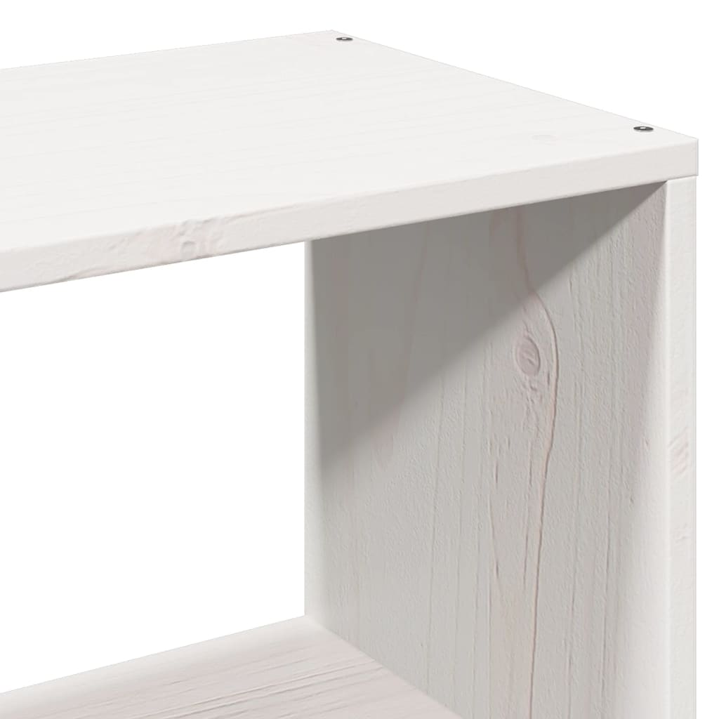 Lit bibliothèque sans matelas blanc 90x200 cm bois massif - XIOS