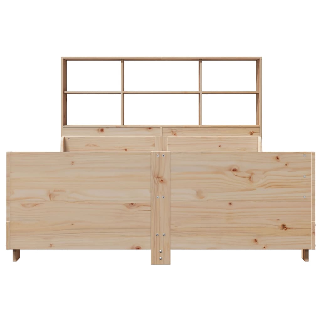 Lit bibliothèque sans matelas 140x190 cm bois massif - XIOS