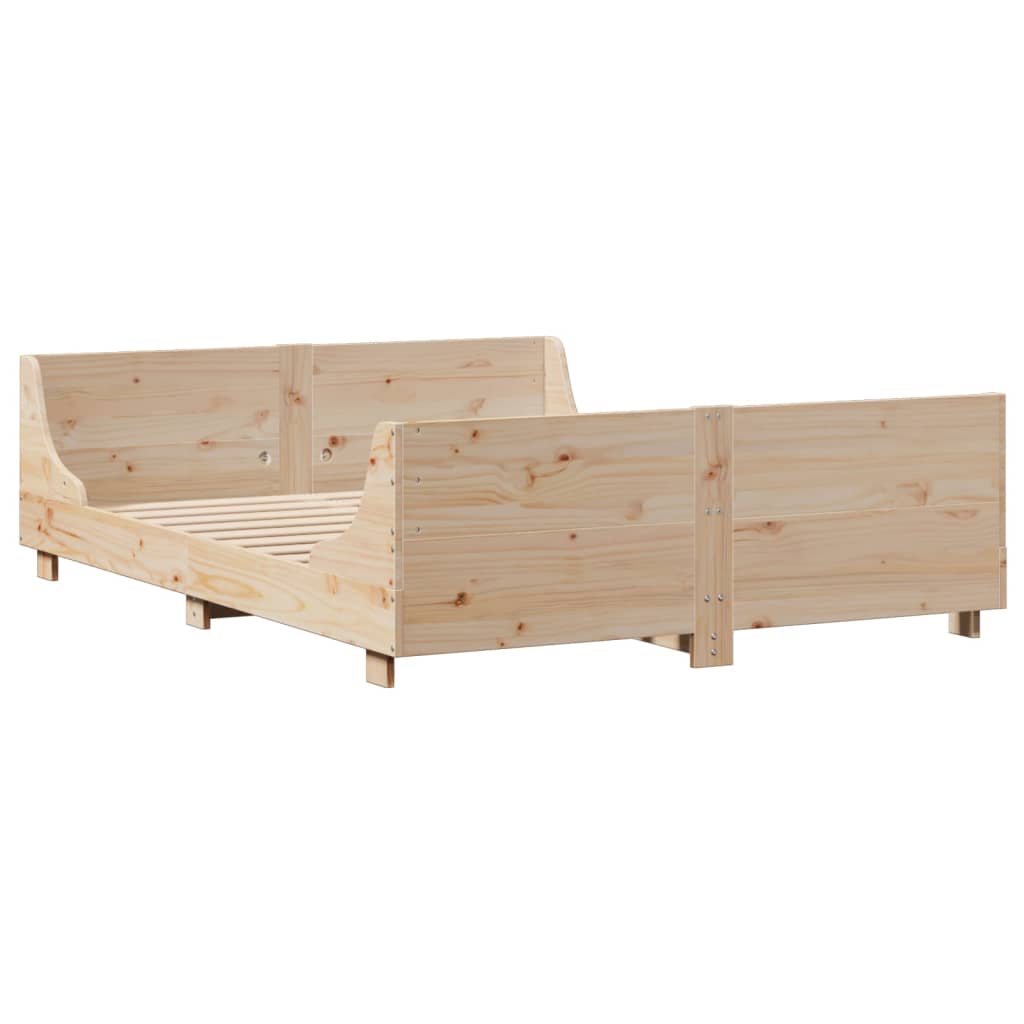 Lit bibliothèque sans matelas 140x190 cm bois massif - XIOS
