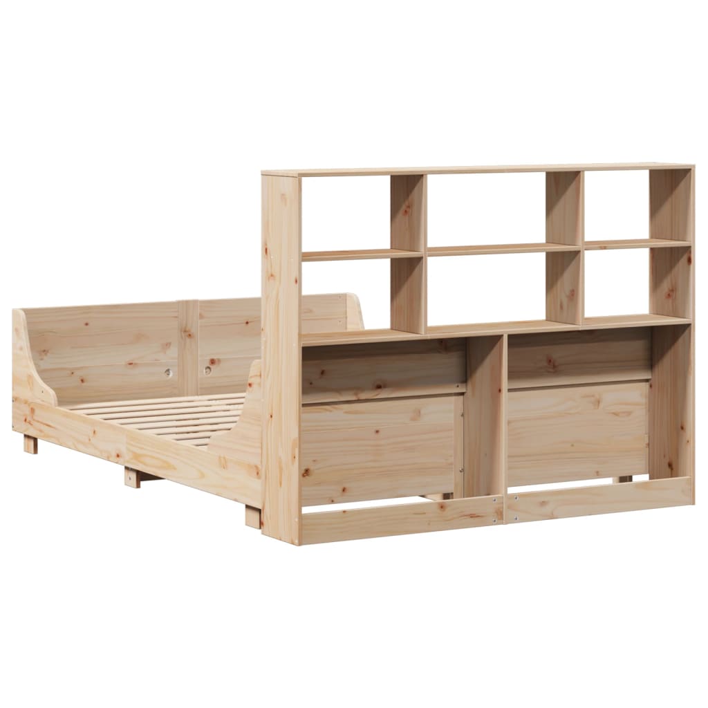 Lit bibliothèque sans matelas 120x190 cm bois massif - XIOS