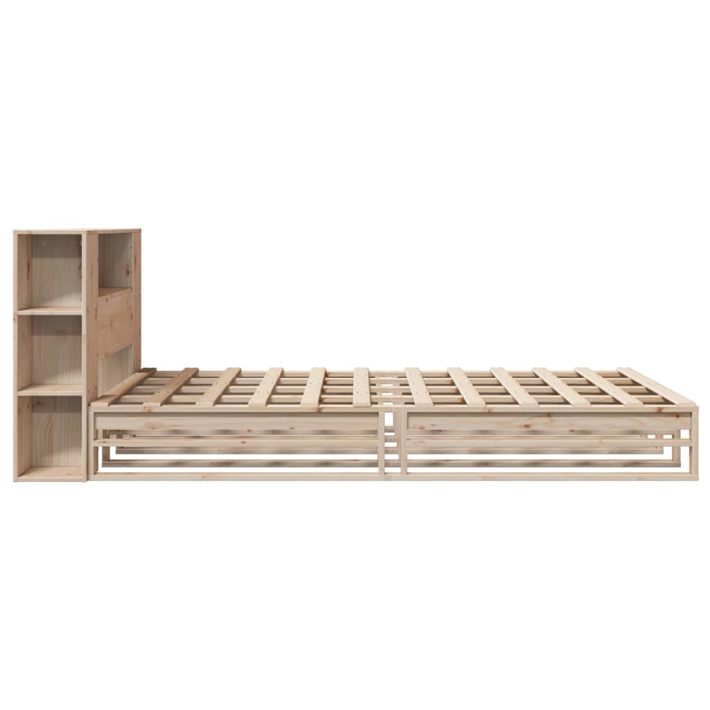 Lit bibliothèque sans matelas 140x200 cm bois massif - XIOS