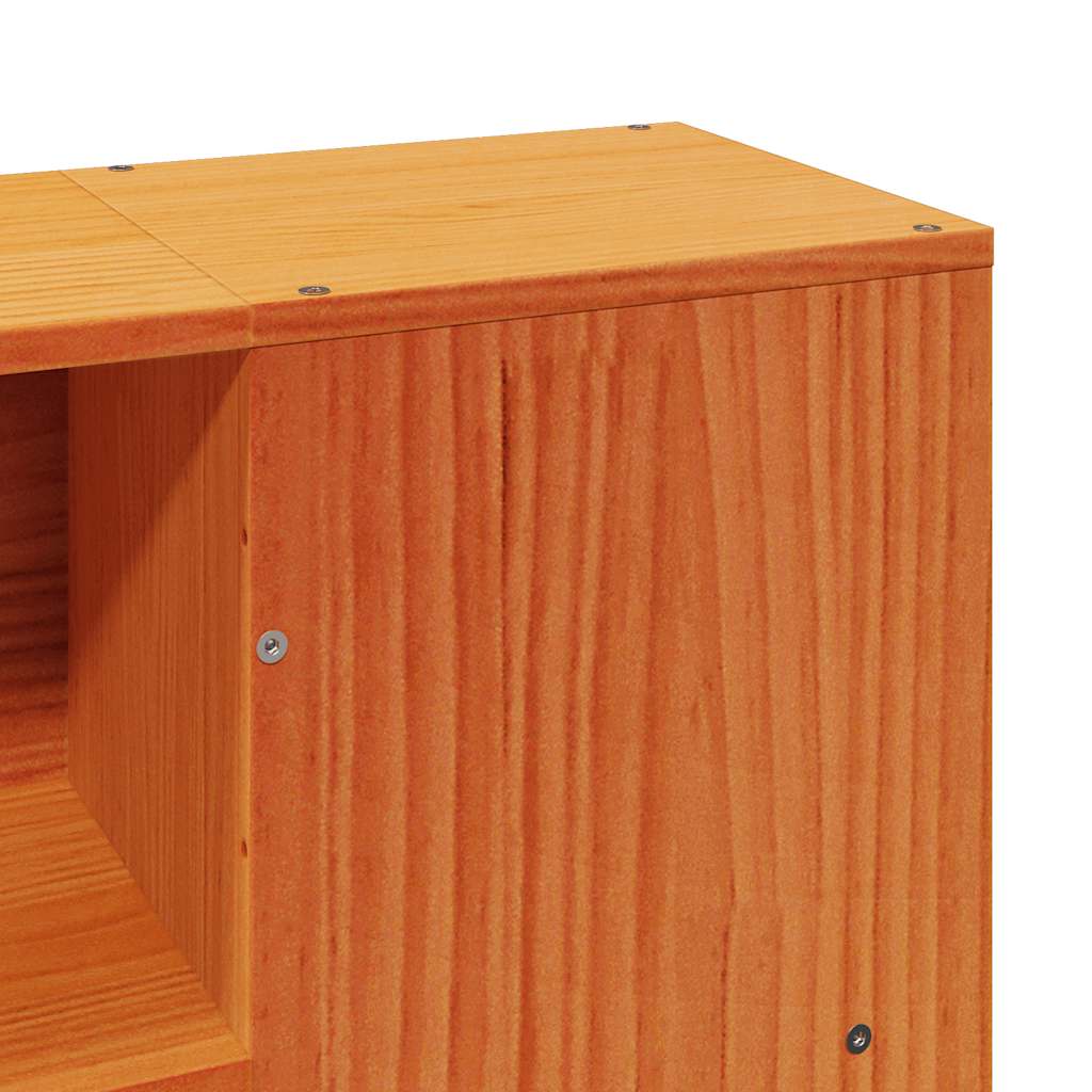 Lit bibliothèque sans matelas cire marron 150x200cm bois massif - XIOS