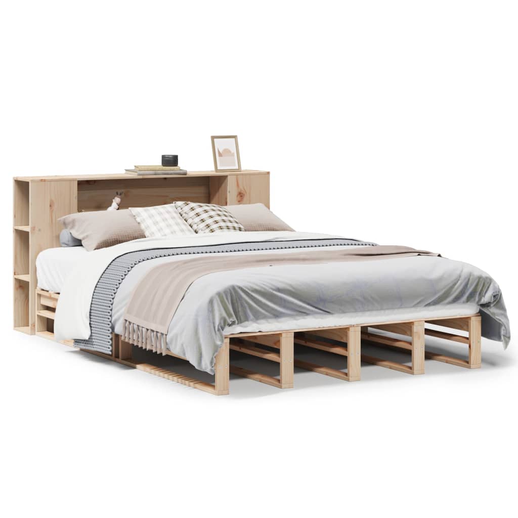 Lit bibliothèque sans matelas 120x190 cm bois massif - XIOS