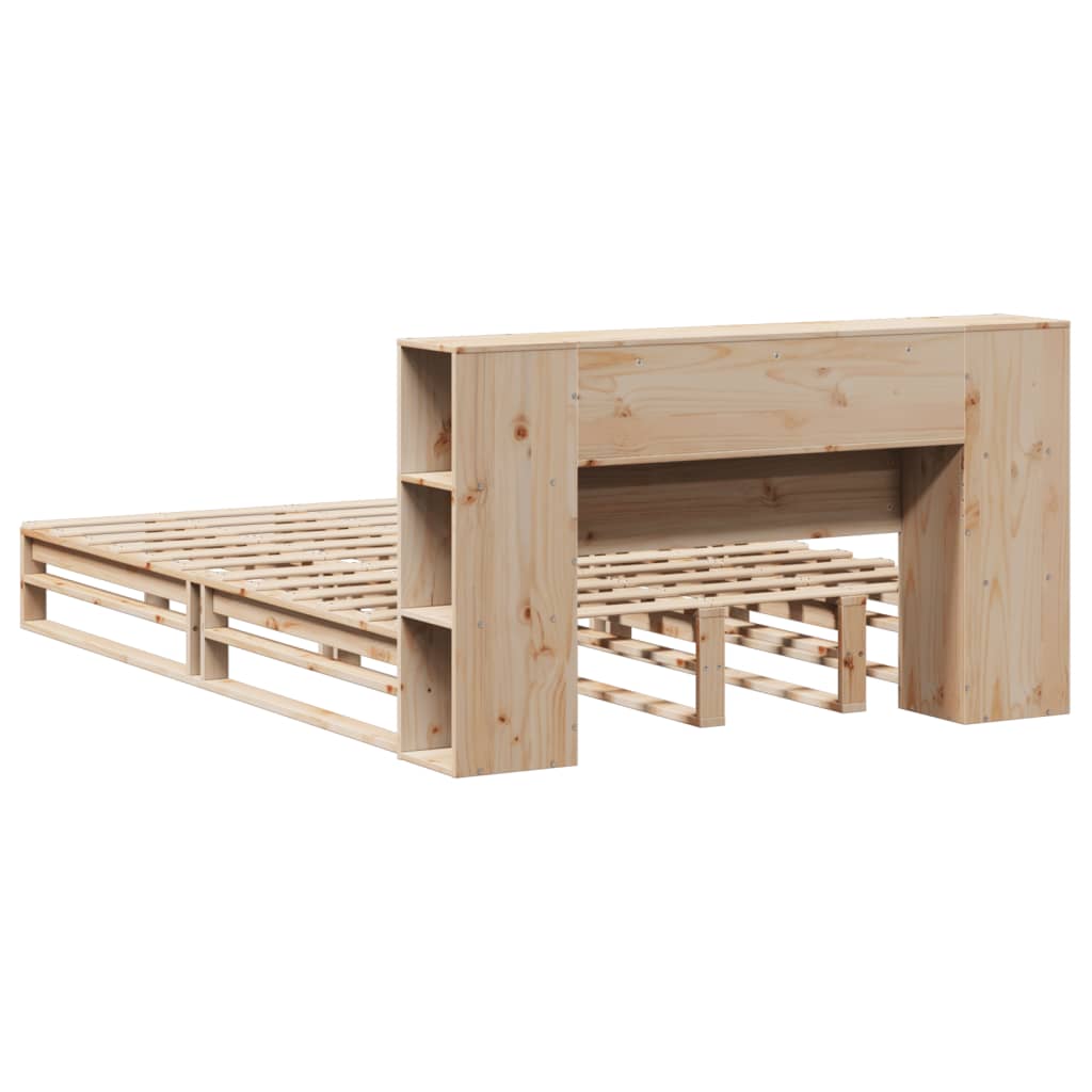 Lit bibliothèque sans matelas 120x190 cm bois massif - XIOS