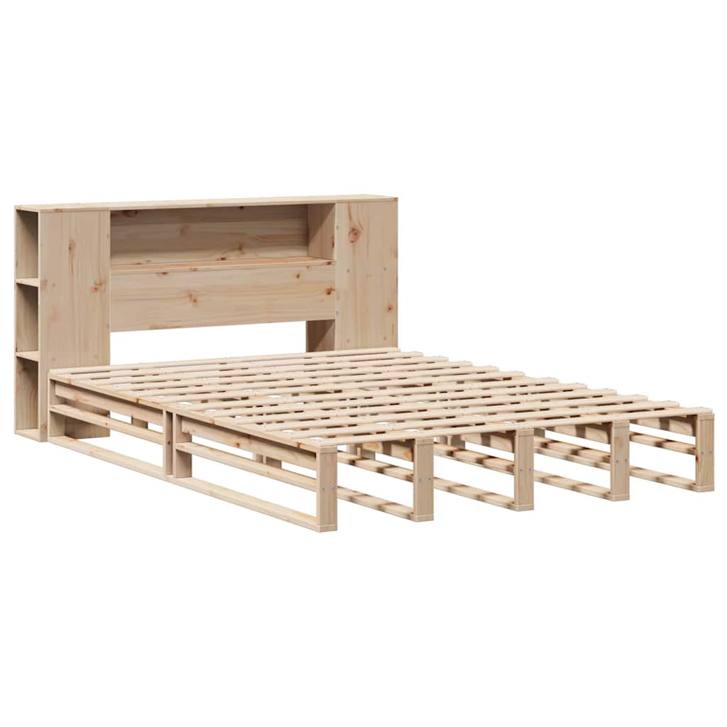 Lit bibliothèque sans matelas 135x190 cm bois massif - XIOS