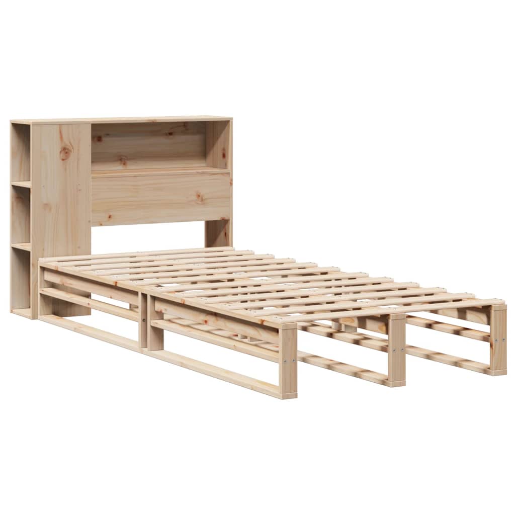Lit bibliothèque sans matelas 90x200 cm bois massif - XIOS