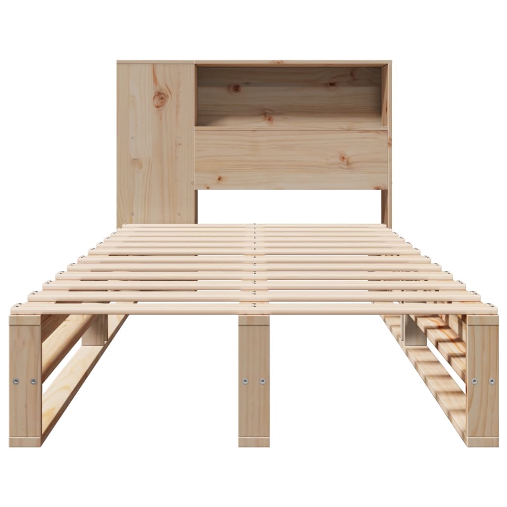 Lit bibliothèque sans matelas 90x200 cm bois massif - XIOS
