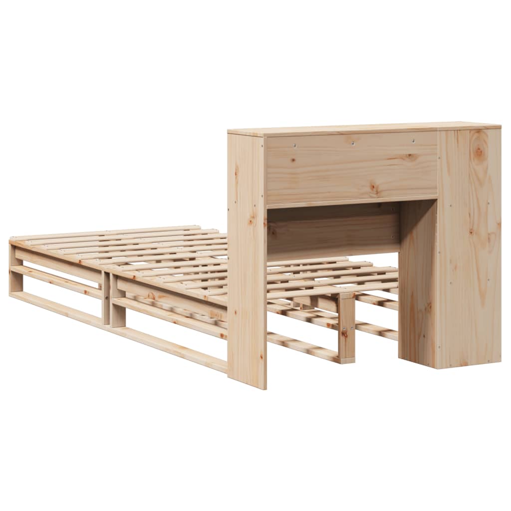 Lit bibliothèque sans matelas 90x200 cm bois massif - XIOS