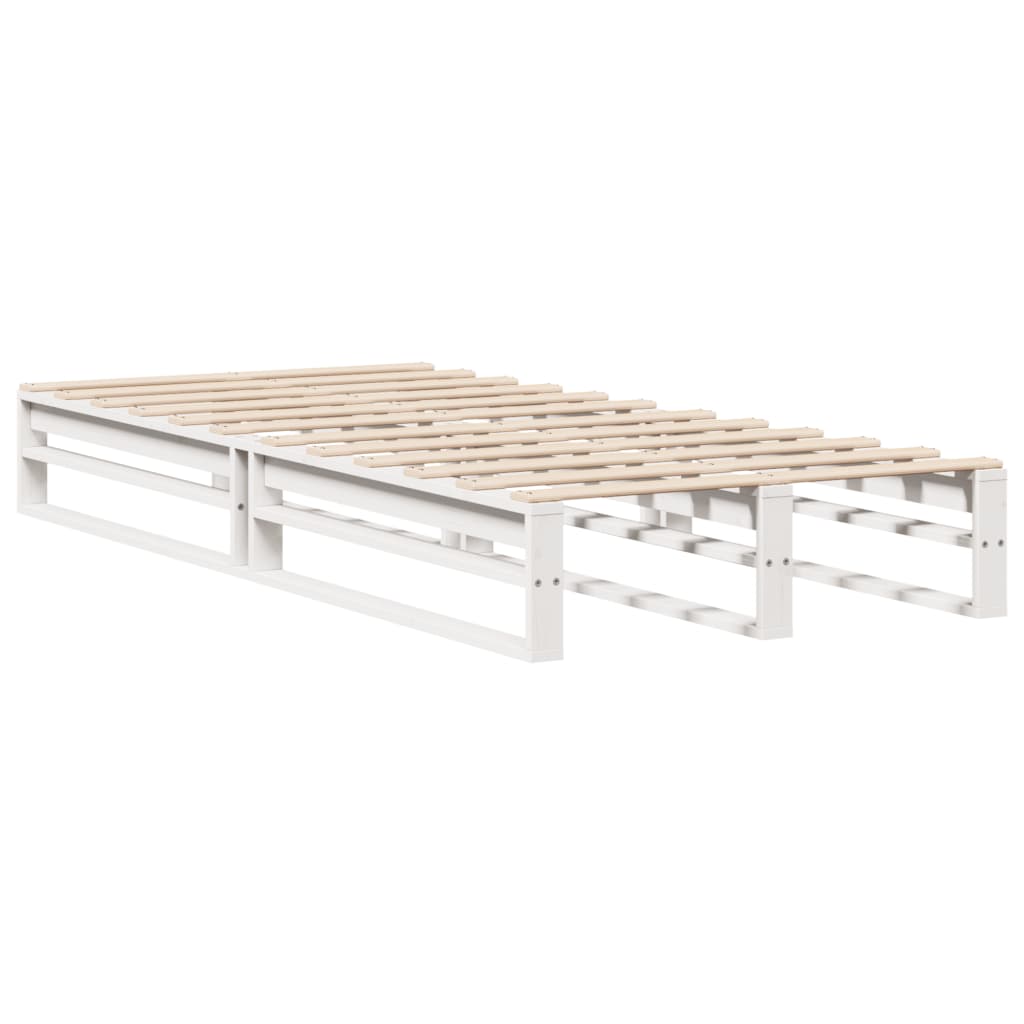 Lit bibliothèque sans matelas blanc 90x200 cm bois massif - XIOS