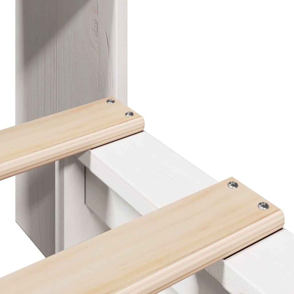 Lit bibliothèque sans matelas blanc 90x200 cm bois massif - XIOS