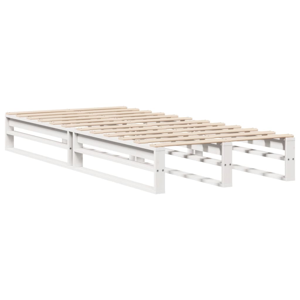 Lit bibliothèque sans matelas blanc 100x200 cm bois massif - XIOS