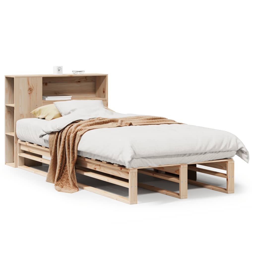 Lit bibliothèque sans matelas 75x190 cm bois massif Lits & cadres de lit vidaXL