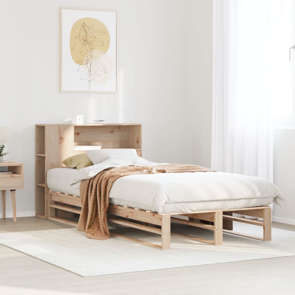Lit bibliothèque sans matelas 75x190 cm bois massif Lits & cadres de lit vidaXL