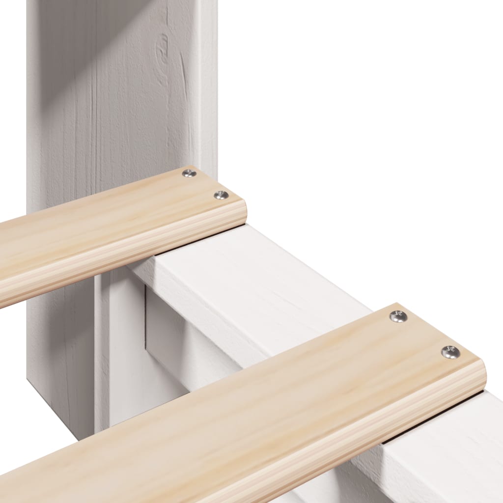 Lit bibliothèque sans matelas blanc 75x190 cm bois massif - XIOS