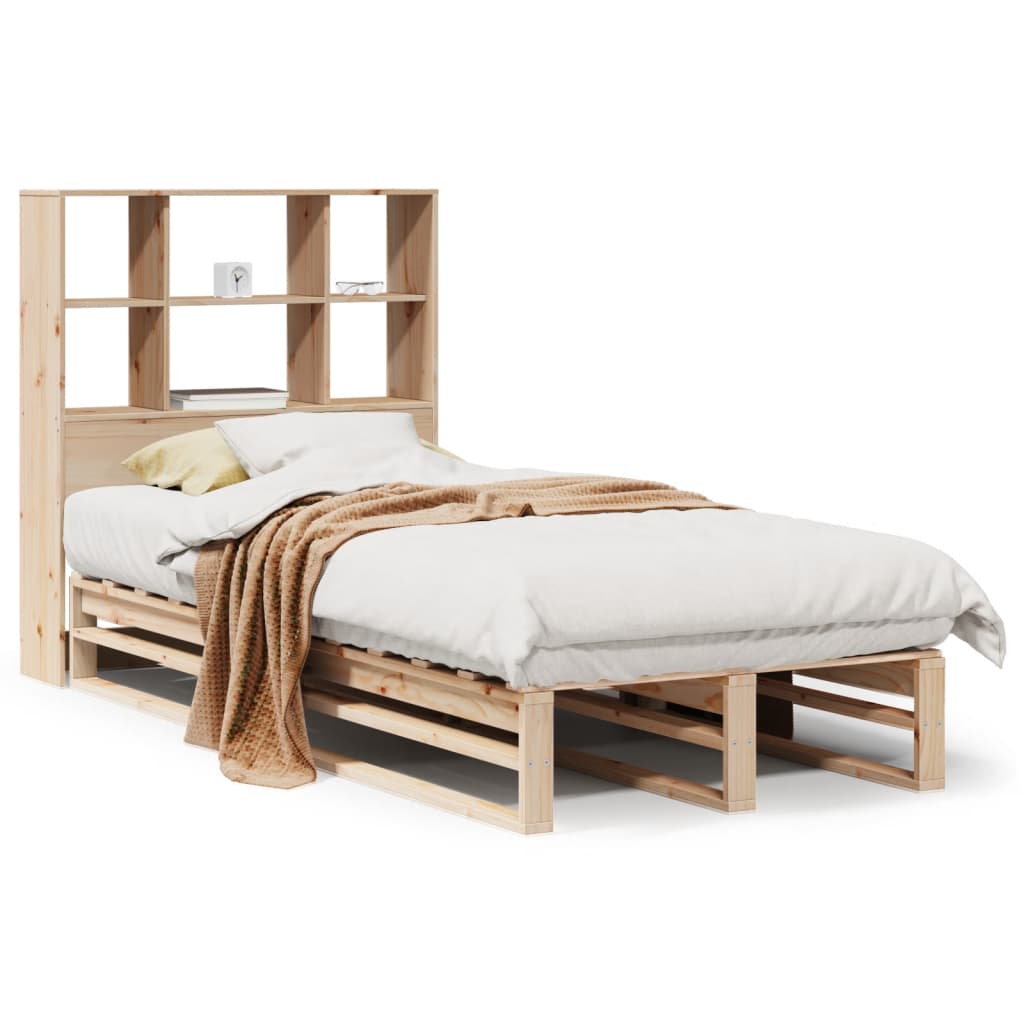 Lit bibliothèque sans matelas 90x200 cm bois massif - XIOS