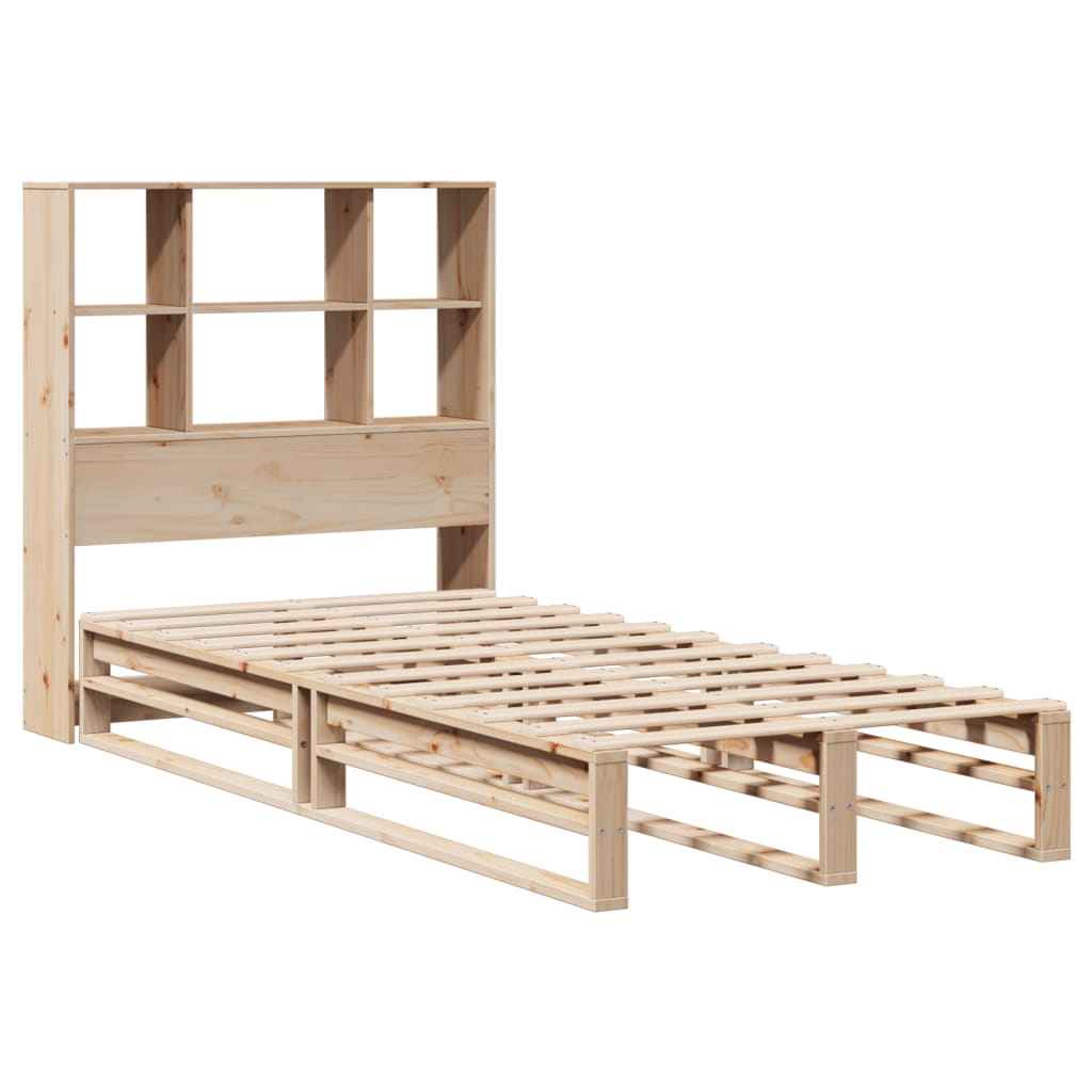 Lit bibliothèque sans matelas 90x200 cm bois massif - XIOS