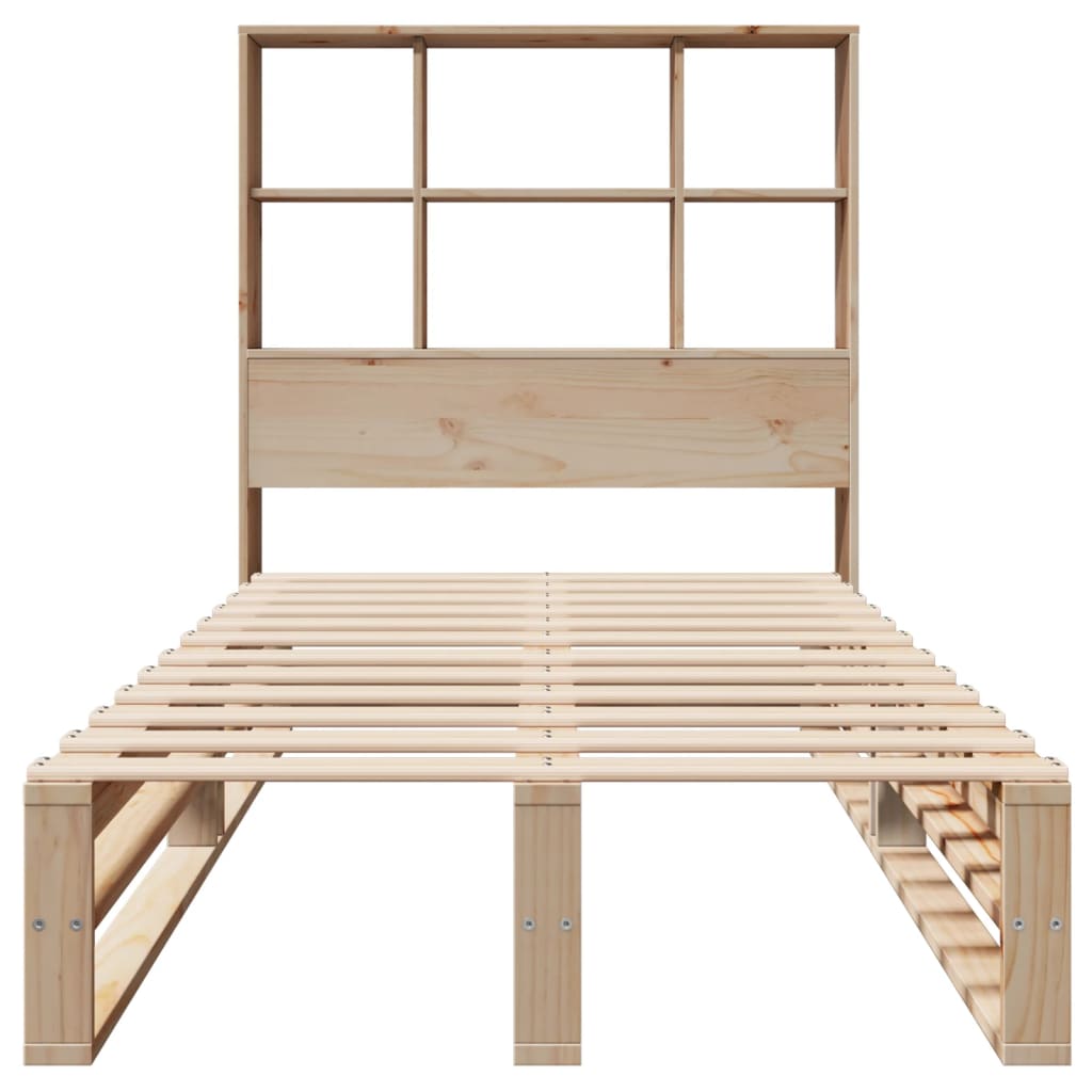 Lit bibliothèque sans matelas 90x200 cm bois massif - XIOS