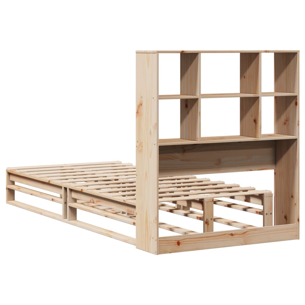 Lit bibliothèque sans matelas 90x200 cm bois massif - XIOS
