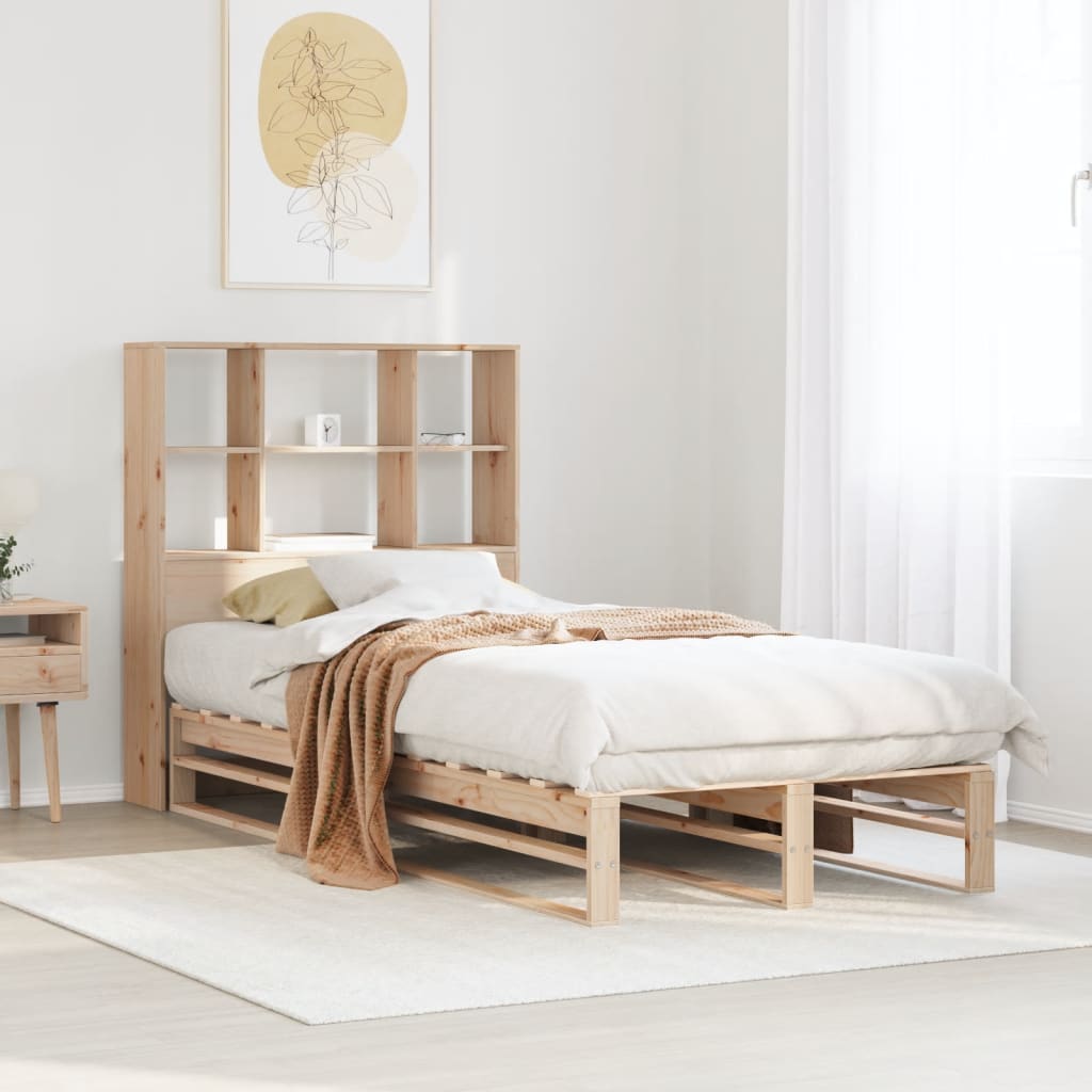 Lit bibliothèque sans matelas 90x200 cm bois massif - XIOS