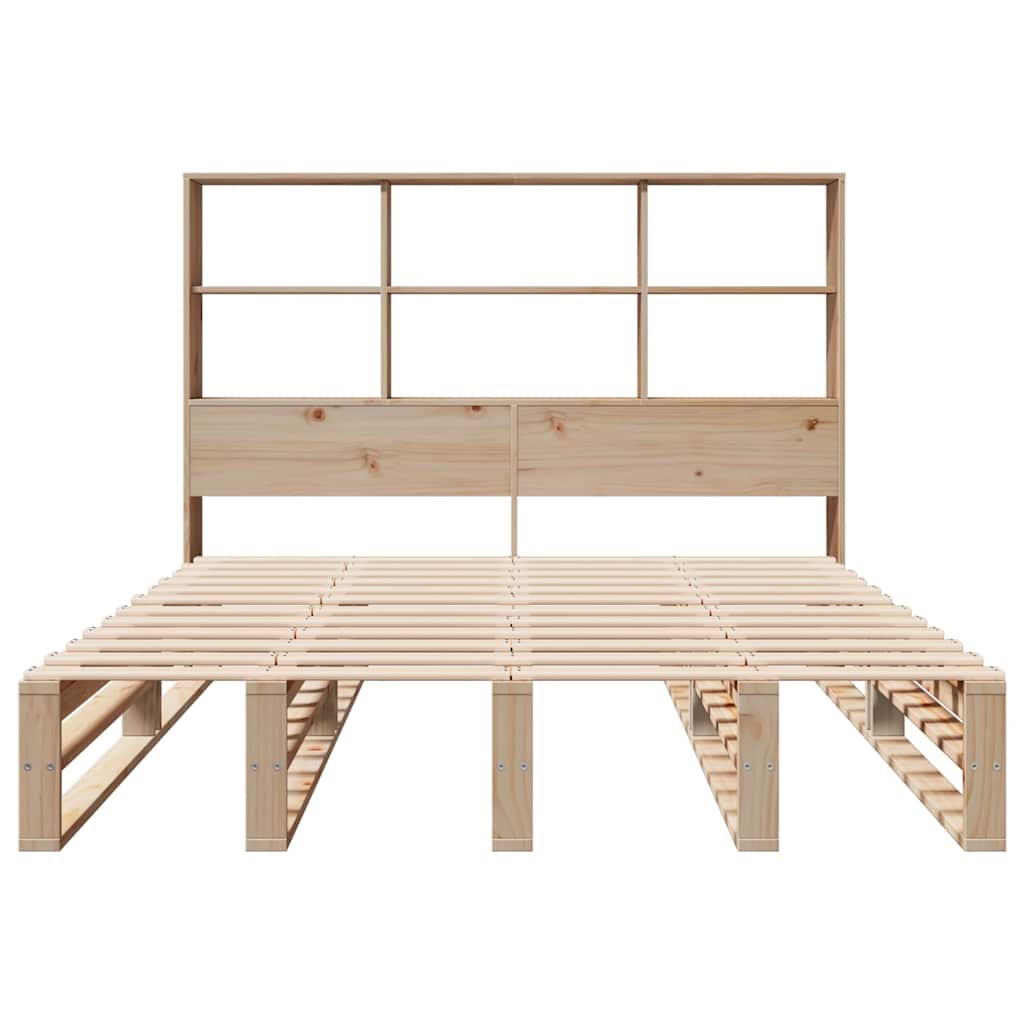 Lit bibliothèque sans matelas 140x200 cm bois massif - XIOS