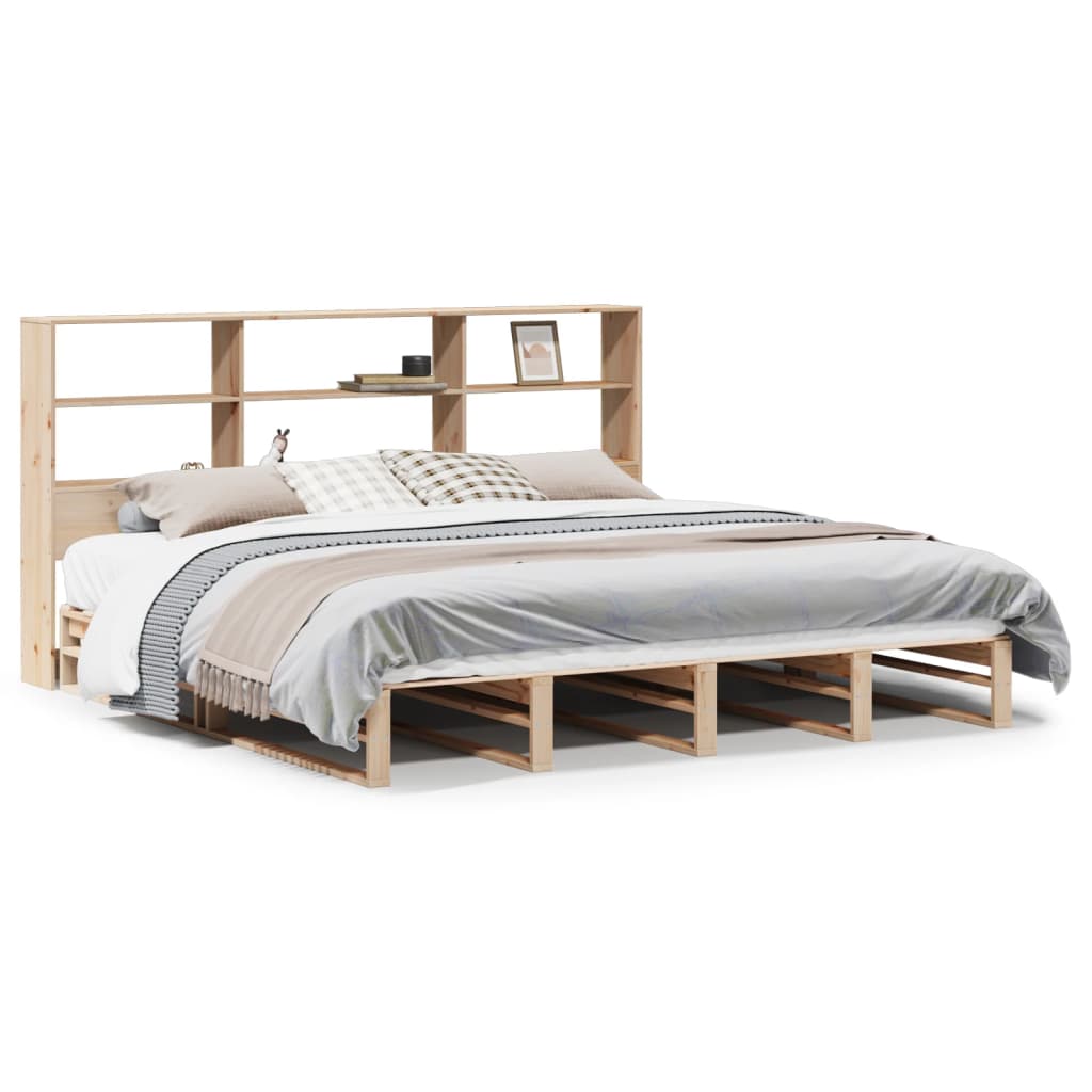 Lit bibliothèque sans matelas 180x200 cm bois massif - XIOS