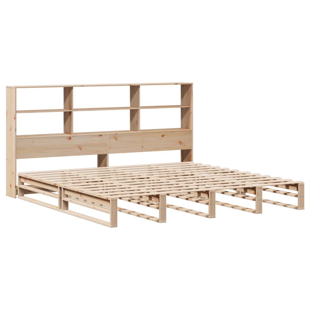 Lit bibliothèque sans matelas 180x200 cm bois massif - XIOS