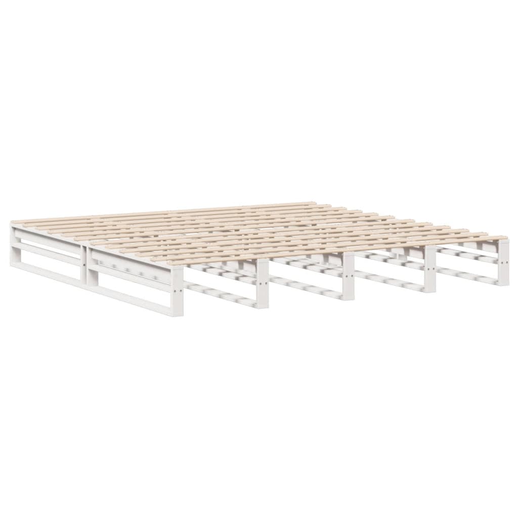 Lit bibliothèque sans matelas blanc 180x200 cm bois massif - XIOS