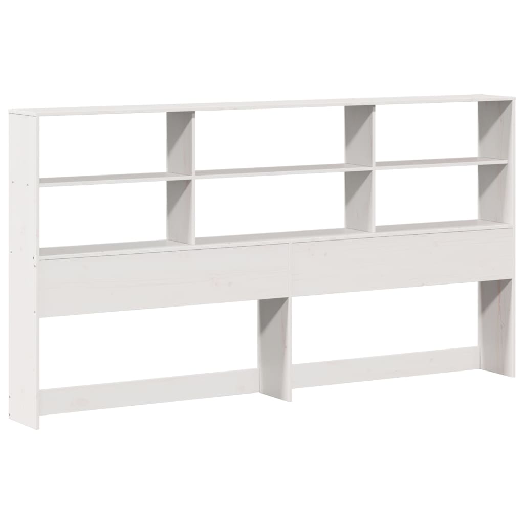 Lit bibliothèque sans matelas blanc 180x200 cm bois massif - XIOS