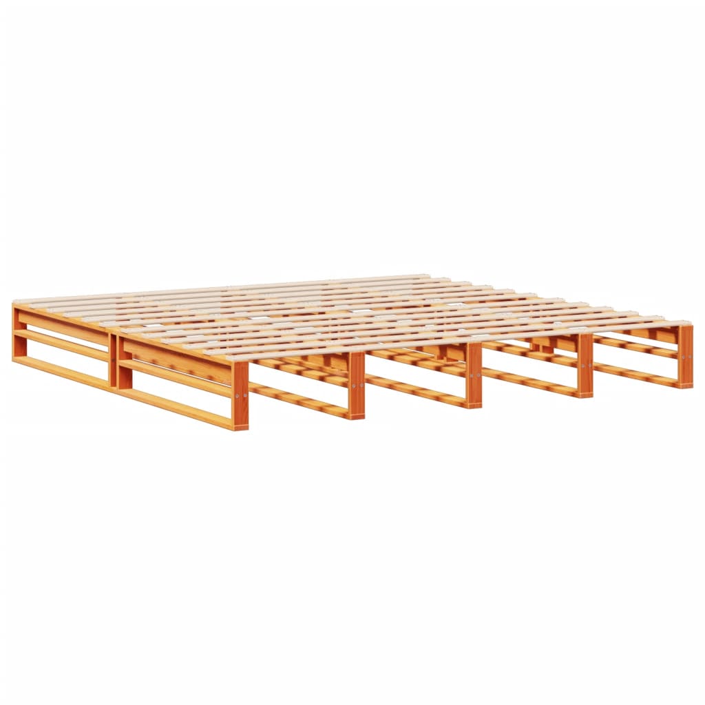 Lit bibliothèque sans matelas cire marron 180x200cm bois massif - XIOS