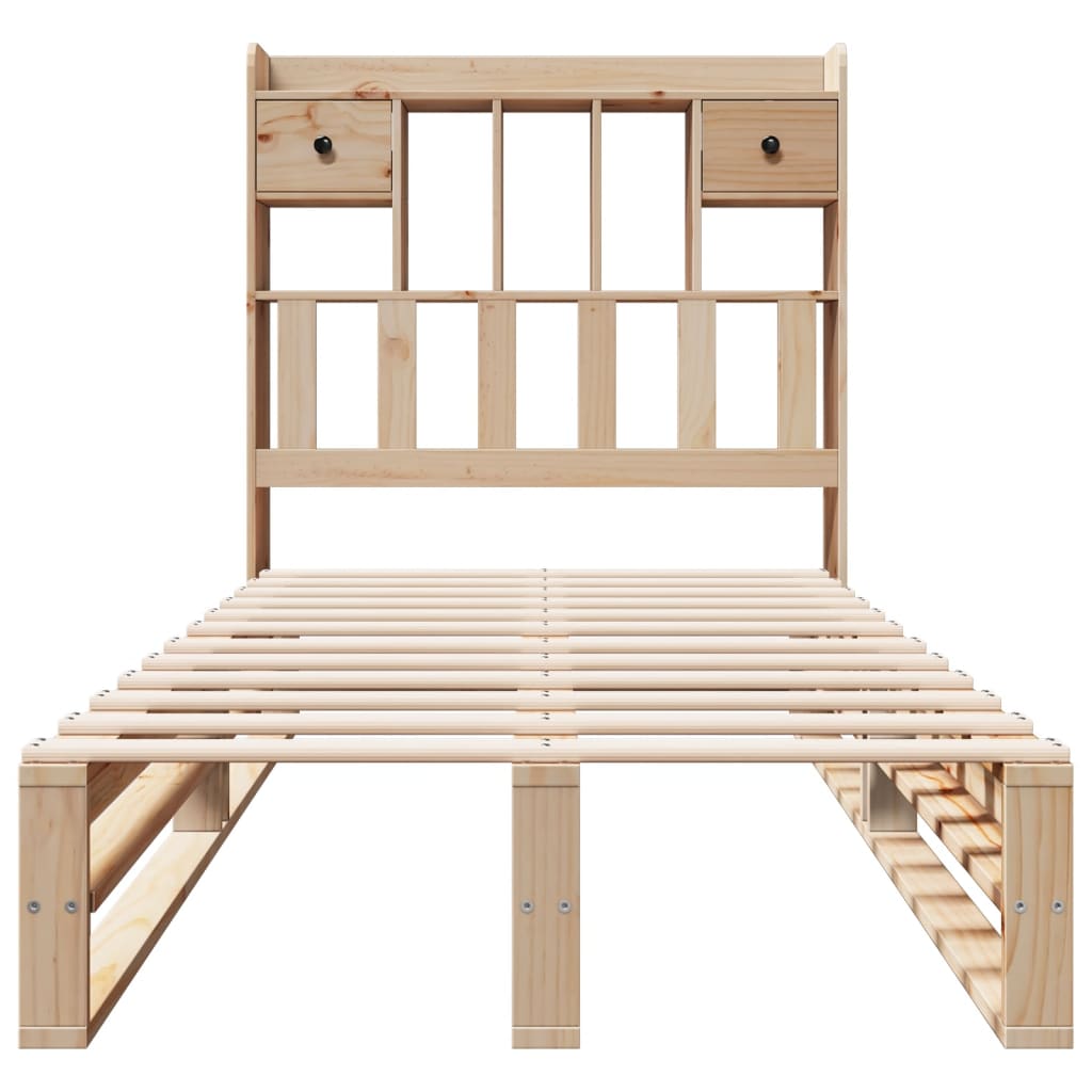 Lit bibliothèque sans matelas 90x200 cm bois de pin massif - XIOS