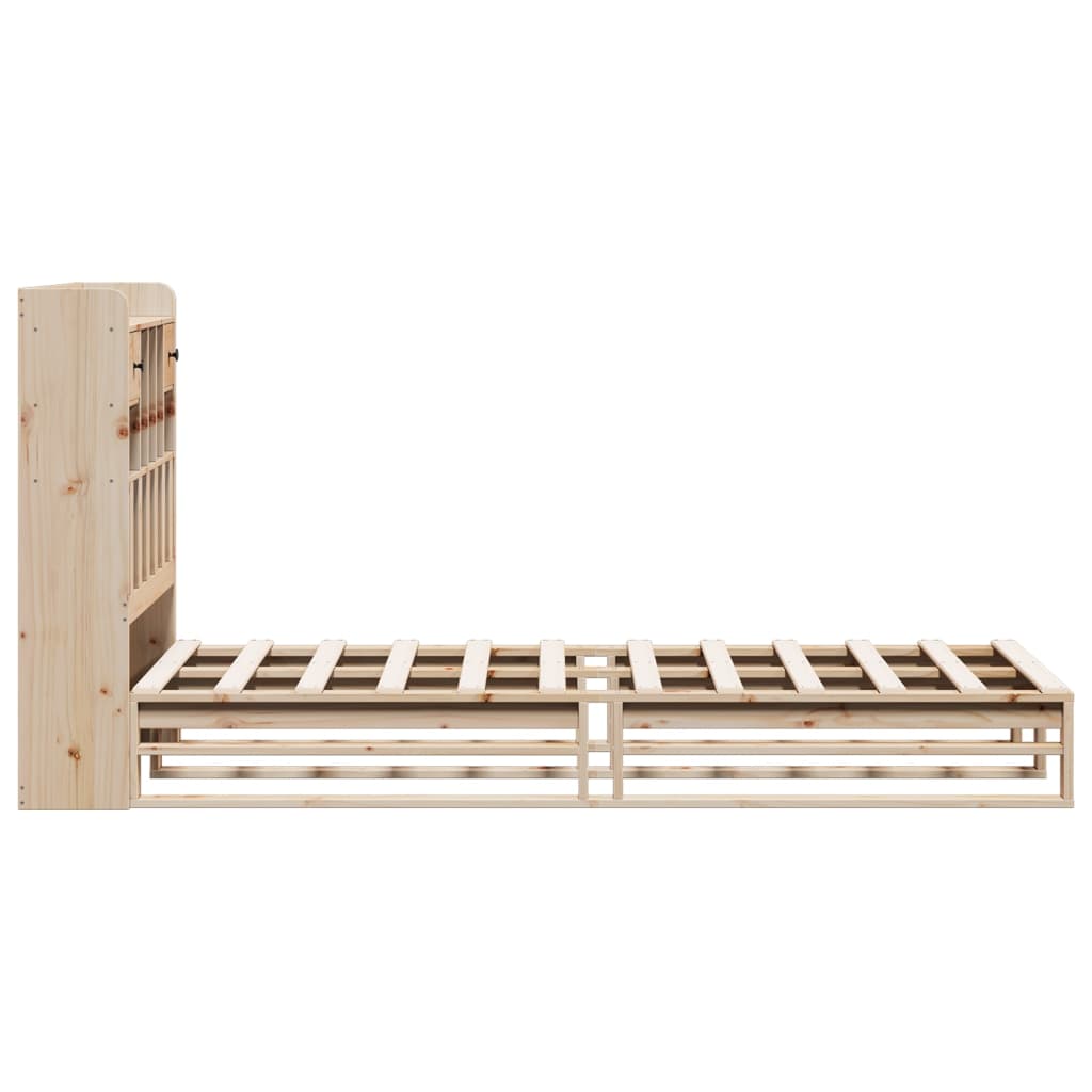 Lit bibliothèque sans matelas 90x200 cm bois de pin massif - XIOS