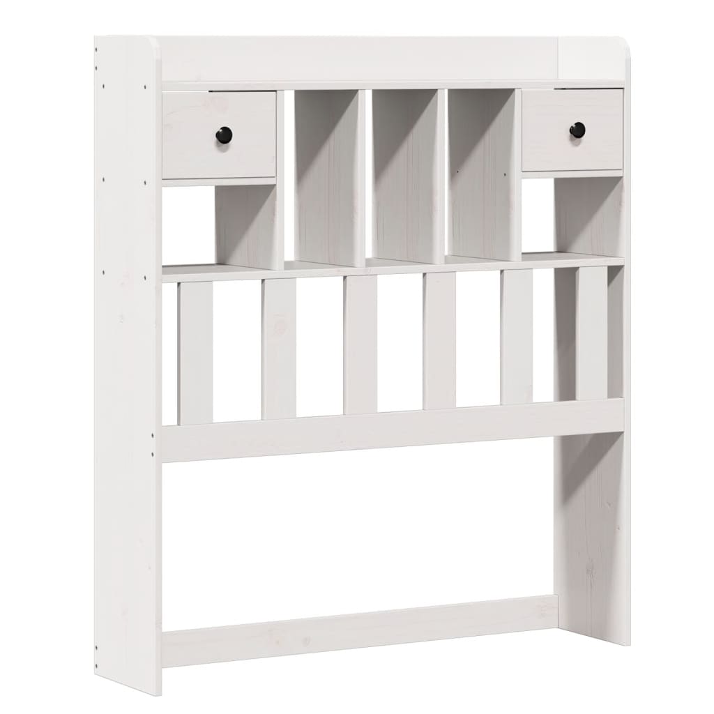 Lit bibliothèque sans matelas blanc 90x200cm bois de pin massif - XIOS