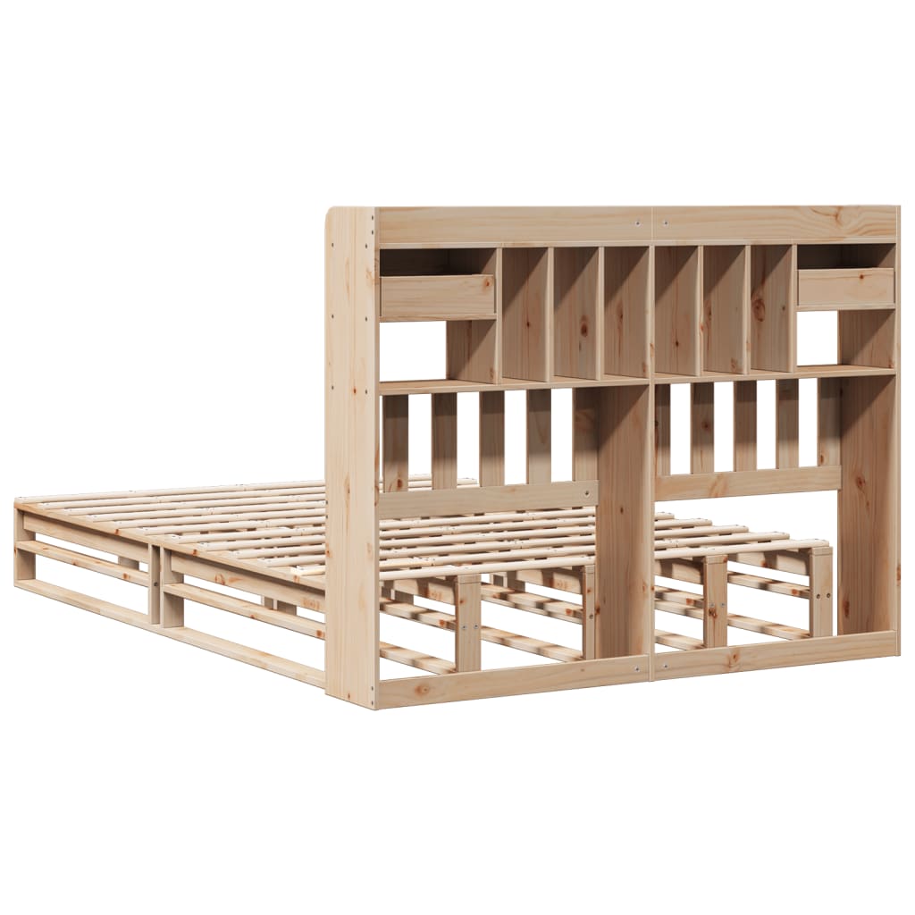 Lit bibliothèque sans matelas 140x200 cm bois massif de pin - XIOS