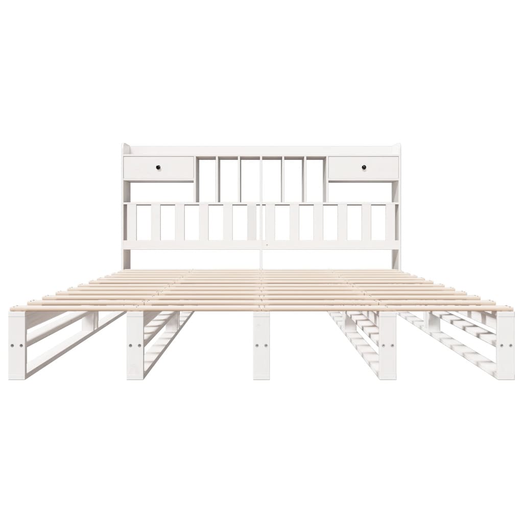 Lit bibliothèque sans matelas blanc 180x200 cm bois pin massif - XIOS
