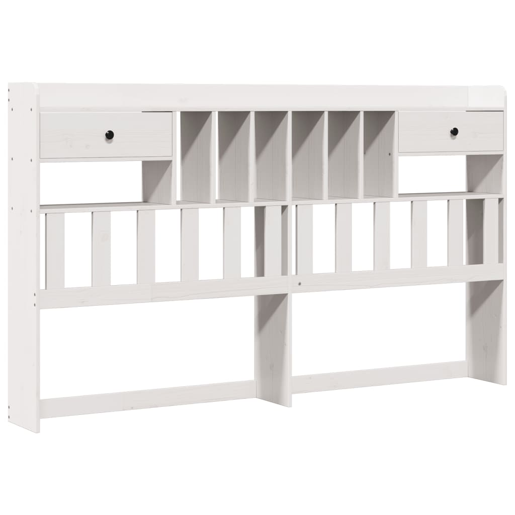 Lit bibliothèque sans matelas blanc 180x200 cm bois pin massif - XIOS