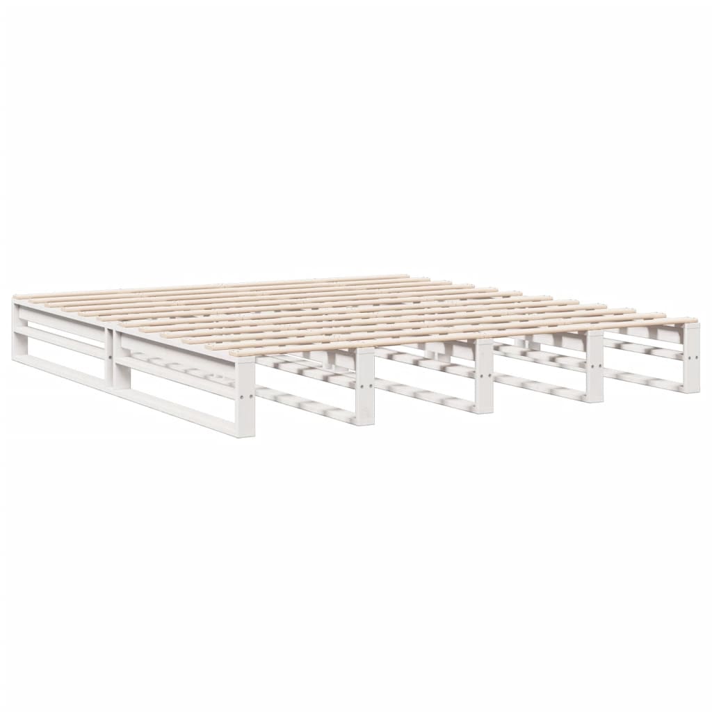 Lit bibliothèque sans matelas blanc 180x200 cm bois pin massif - XIOS