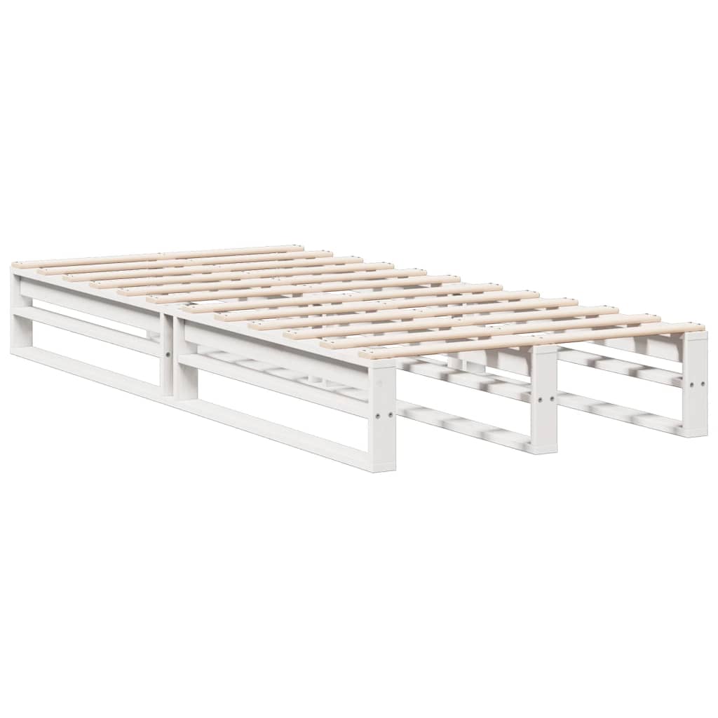 Lit bibliothèque sans matelas blanc 75x190cm bois de pin massif - XIOS