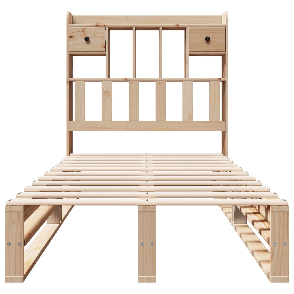 Lit bibliothèque sans matelas 90x190 cm bois de pin massif - XIOS