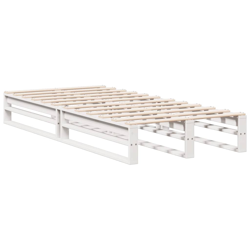 Lit bibliothèque sans matelas blanc 90x190cm bois de pin massif - XIOS
